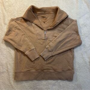 Aerie Tan Zip-Up Sweater